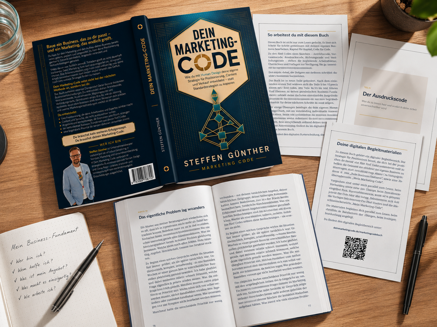 Dein Marketing-Code – Buch, Layout-Ansicht der fünf Codes