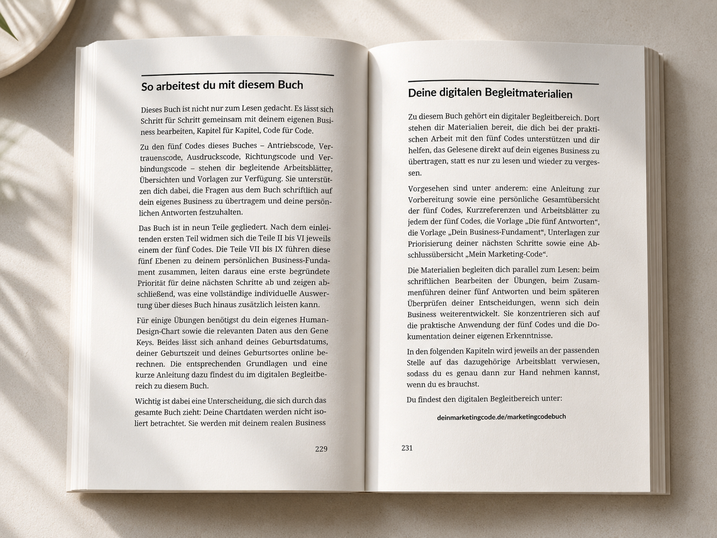 Ein Blick ins Buch – Dein Marketing-Code, Innenansicht